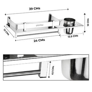 Plantex Multipurpose 3 in 1 Bathroom Shelves for Wall/Shampoo Holder for Bathroom with Chrome Finish, Wall Mount - Bathroom Storage Organizer (Stainless Steel-15 Inches - Pack of 3)