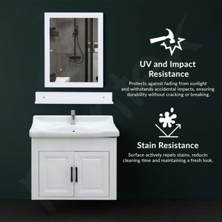 Plantex Wash Basin with Cabinet/Unbrekable Bathroom Vanity Cabinet & Washbasin Set/Basin Cabinet for Bathroom with Mirror (White)