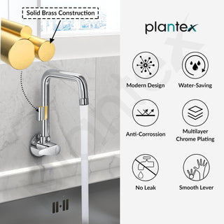 Plantex Brass Kitchen Sink Tap/360° Swivel Spout Sink Tap for Kitchen Basin/Water Tap with Brass Wall Flange and Teflon Tape- 7 Year Warranty by Plantex (DOL-4300-Mirror Chrome)
