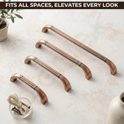 Plantex Cabinet Handle/128mm Handle for Wardrobe/Kitchen Handle/Pull-Push Handle for Home/Office - Pack of 2 (Brass Antique Copper)