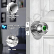 Plantex Aluminium Smart Door Lock/Cylindrical Smart Lock For Wooden Door/Digital Fingerprint Smart Door Lock With 2 Keys For Home/Office/Hotel - (Silver)