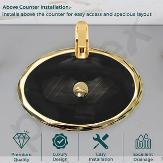 Plantex Table Top Wash Basin For Bathroom/Designer Ceramic Basin/Countertop Vessel Sink Basin - Indo-European Collection (EQTT-594, 23 x 16 x 7 Inch)