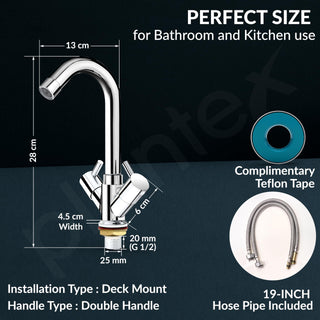 Plantex Brass Spindle Basin Mixer/Wash Basin Tap with Water Saving Nozzle/Sink Tap for Kitchen Basin with Teflon Tape -(MKS-1270-Chrome)