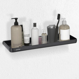 Plantex Shelf for Bathroom/Self Adhesive Wall Shelves/No Drill Bathroom Organizer/18x5 inch Shelf for Home/Office/Hotel - Pack of 1 (1502, Black)