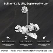 Plantex Brass Wall Mixer for Bathroom with L-Bend Connector for Overhead Shower/Mixer Tap/Wall Mixer for Bathroom 2 in 1 with 7-Year Manufacturer's Warranty- (Pri-318-Chrome)