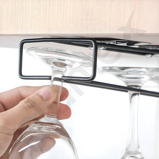 Plantex Self-Adhesive Wine Glass Rack/Holder Upside Down Glass Hanging Organizer/Wine Glass Holder for Pubs/Kitchen/Bars - (Pack of 2-Black)