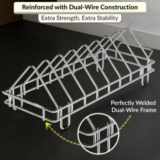 Plantex Stainless Steel Plate Stand for Kitchen Cabinet/Dish Organizer for Kitchen/8 Slot Plate Rack Holder-(Size-4 inches, Slot- 8, Pack of 1)