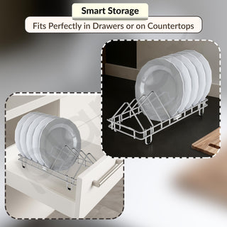 Plantex Stainless Steel Plate Stand for Kitchen Cabinet/Dish Organizer for Kitchen/8 Slot Plate Rack Holder-(Size-4 inches, Slot- 8, Pack of 1)