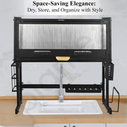 Plantex GI Steel Over The Sink Dish Drying Rack/Kitchen Storage Rack/2-Tier Dish Rack with Cover for Dish Rack/Household Bowls and Plates Organizer - (Black, 74 x 28.5 x 69 CM)