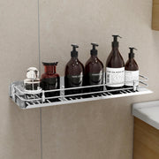 Plantex Bathroom Wall Shelf/Stainless Steel Bathroom Shelf for Wall with Railings/Bathroom Accessories Holder (15 inches, Chrome)