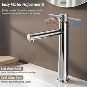 Plantex Wash Basin Mixer Tap/Pure Brass Tap Handle and 304 Grade Stainless Steel Body/Hot & Cold Basin Mixer/Pillar Spout for Wash Basin/Deck Mount - (8013-2, Chrome)