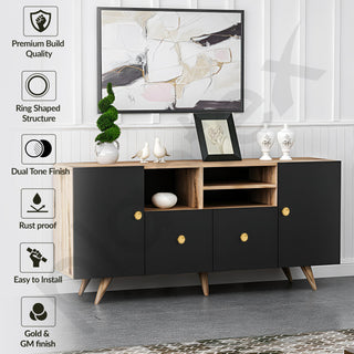 Plantex Knobs for Drawers/Drawer Knobs/Round Knob for Cabinets/Pull-Push Knob for Kitchen/Bedroom/Drawer - Pack of 6 (SH-433, Gold & Gold Matt)