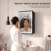 Plantex LED Mirror Cabinet for Bathroom/ABS Storage Cabinet/Mirror Cabinet for Wall/Mirror with Storage for Bathroom - 18x14 Inch (CAB-118, Black)