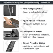 Plantex 24 Inch Foldable Table Bracket/Space Saving Wall Bracket/GI Steel Multipurpose Shelf Bracket/Folding Bracket for Home & Office - Pair of 1 (Grey)