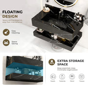 Plantex Floating Vanity/Slab Tile Vanity with Washbasin for Bathroom/Wall Mount Cabinet with Sink - (Dustin Black - 80 X 45 cm)