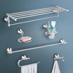 Plantex High Grade Stainless Steel Folding Towel Rack with Stainless Steel 304 Grade Niko Bathroom Accessories Set 5pcs (Towel Rod/Napkin Ring/Tumbler Holder/Soap Dish/Robe Hook)