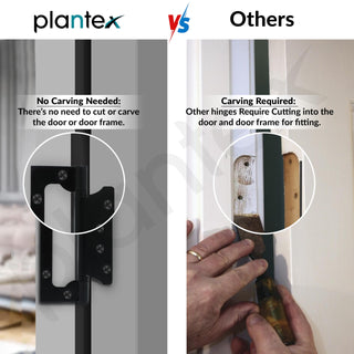 Plantex Butterfly Hinges for Door/Stainless Steel Door Hinges/Non-Mortise Hinges/5 Inch x 14 Gauge Hinges/2.5 mm Hinges for Home/Office/Hotel - Pack of 4 (Black)