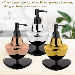 Plantex Gold & Black Stainless Steel and Acrylic Soap Dispenser for Bathroom Countertop/Sink - Pack of 1