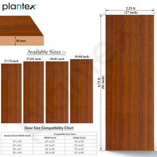Plantex WPC Doors for Bathroom (30 mm - Thickness)/Termiteproof Bathroom Door/2.25x6.75 Feet Wooden Finished Door for Home/Balcony/Office/Kitchen, Density-600 (27x81 inch,22 kg- Classic Wooden), Brown