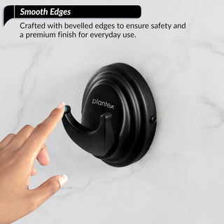 Plantex 304 Grade Stainless Steel Robe Hook/Cloth Hanger for Wall/Robe Hooks for Bathroom/Bathroom Accessories - Black (Cubic)