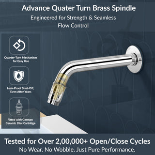 Plantex Pure Brass Long Body Bib Cock Water Tap for Bathroom with Water Saving Aerator/Wall Mount Tap with Brass Wall Flange and Teflon Tape -7 Year Warranty by Plantex (MAG-1202, Chrome)