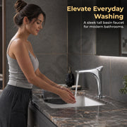 Plantex Wash Basin Mixer Tap/Brass Hot & Cold Basin Mixer Faucet/Deck Mount Pillar Spout for Bathroom Sink - Pack of 1 (4603, Chrome)