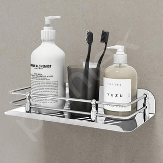 Plantex Wall Mounted Shelf for Bathroom/Stainless Steel Bathroom Shelf for Wall with Railings/Bathroom Accessories (9 inches, Chrome)