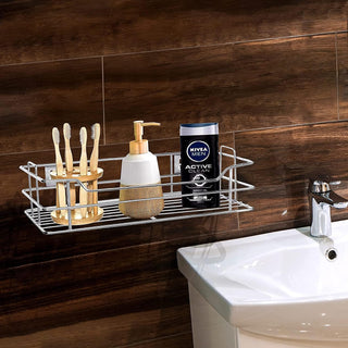 Plantex Stainless Steel Shelf/Rack/Organizer for Bathroom and Kitchen Accessories/Bathroom Shelf for Wall (Chrome-Silver)