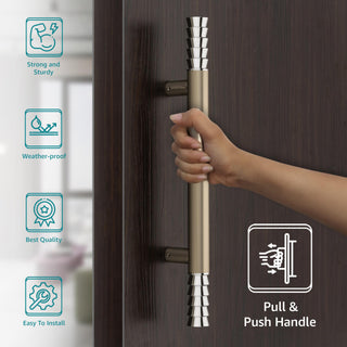 Plantex Heavy-Duty Golden Lotus 14 Inch Main Door Handle for Home/Glass & Wooden Door/Pull-Push Handle for Home/3 Years Warranty Pack of 1 (Satin White)
