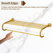 Plantex 304 Grade Stainless Steel 24 inch Towel Rack for Bathroom/Towel Stand/Hanger/Bathroom Accessories - Daizy (Golden)