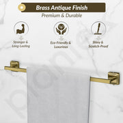 Plantex 304 Grade Stainless Steel Bathroom Towel Hanger/Single Towel Rod/Towel Holder for Wash basin/BAthroom Accessories - Decan (Brass Antique)