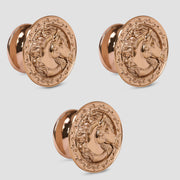 Plantex Horse Face Knobs for Drawer | Kitchen Cabinet Pulls Handles for Wardrobe | Round Drawer Pulls - Pack of 3 Pieces (Rose Gold)