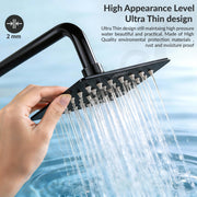 Plantex Stainless Steel Overhead Shower 4 x 4 inch with Water-Saving Technology/High pressure Rain Shower Head without Arm/Bathroom Shower -(Ultra Slim-PVD Black)
