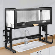 Plantex GI Steel Over The Sink Dish Drying Rack/2-Tier Dish Drying Rack/Space Saving Utensils Stand for Kitchen (Black, 88 x 28.5 x 69 CM)