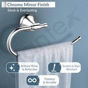 Plantex 304 Grade Stainless Steel Washbasin Towel Holder/Hand Towel Hanger/Napkin Ring for Kitchen/Bathroom Accessories (Chrome) Niko