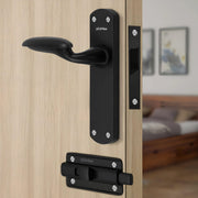 Plantex Heavy Duty Door Lock Ã¢â‚¬â€œ Bathroom Door Lock/Mortise 8inch Keyless Plate Handle Set for Home/Bathroom/Store Room/Balcony/Office with Baby Latch (8134-DC-Black & Z-Black)