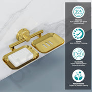 Plantex Galaxy 304 Grade Stainless Steel Rectangular Double Soap Dish for Bathroom/Soap Stand/Soap Holder/Soap Storage/Bathroom Accessories – (PVD Gold)