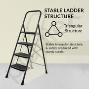Plantex Premium Foldable Ladder for Home Use Ã¢â‚¬â€œ Durable Alloy Steel ladder/4-Step Ladder for Safe and Easy Access (Black & Grey)