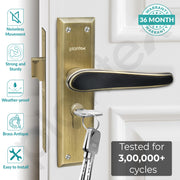 Plantex Heavy-Duty Door Lock Set - Main Door Lock Plate Handle Set/6-Lever Mechanism Mortise Locks with 3 Keys/Brass Locks Body & Cylinder (PTP-09- Brass Antique & Black)