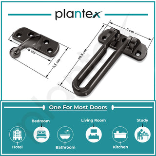 Plantex Heavy Duty Swing Bar Lock/Door Safety Guard with High Security Auxiliary Lock for Home/Office/Hotel - Pack of 2 (SH-42, Nickle-Black Finish)
