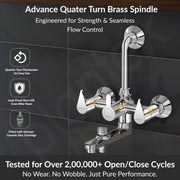 Plantex Pure Brass 3 in 1 Wall Mixer for Bathroom/Mixer L-Bend Provision for Overhead and Hand Shower/Bathroom Mixer 3 in 1 with Shower -7 Year Warranty by Plantex (Chrome)