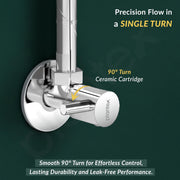 Plantex Single Lever Angle Cocke for Bathroom with Brass Spindle/Angle Valve with Wall Flange and Teflon Tape/Stop Cock for Wash Basin/Kitchen- Pack of 8 (Chrome)