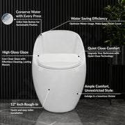 Plantex Imported Platinum Ceramic Western Commode/S Trap Siphonic Vaccum Jet Flush/Rimless One Piece Commode with Soft Close Seat Cover (White)