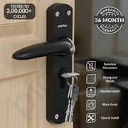 Plantex Heavy-Duty Door Lock Handle Set/Main Door Lock with 6-Lever Lock Mechanism/Mortise Lock with 3 Keys, Brass Lockbody & Cylinder (8134 - DC-Black & Z-Black)