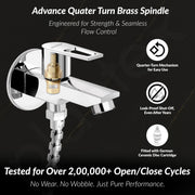 Plantex Pure Brass 2 in 1 Tap for Washing Machine/2-Way Bib Cock for Bathroom with Brass Wall Flange & Teflon Tape - (Chrome)