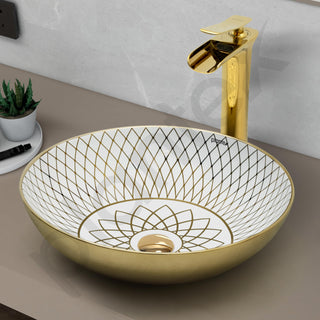 Plantex Table Top Wash Basin For Bathroom/Designer Ceramic Basin/Countertop Vessel Sink Basin - Indo-European Collection (NC-664, 16 x 16 x 5 Inch)