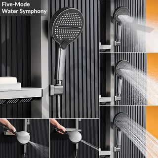 Plantex Haven Shower Panel for Bathroom with Piano Switches & Temperature Display/Rainfall Showerhead with Waterfall Outlet/Hand Shower with Hose Pipe & Clamp - (6013-GA)