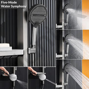 Plantex Haven Shower Panel for Bathroom with Piano Switches & Temperature Display/Rainfall Showerhead with Waterfall Outlet/Hand Shower with Hose Pipe & Clamp - (6013-GA)