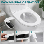Plantex Bidet Attachment for Toilet Seat/Non-Electric Dual Nozzle Front & Rear Wash/Self-Cleaning Retractable Nozzles/Adjustable Water Pressure/Easy DIY Install -(White & Black)