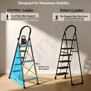Plantex Steel Ladder for Home/Strong Foldable Wide 5 Step Ladder/Anti-Skid 5 Step Ladder - (Apex - Black)
